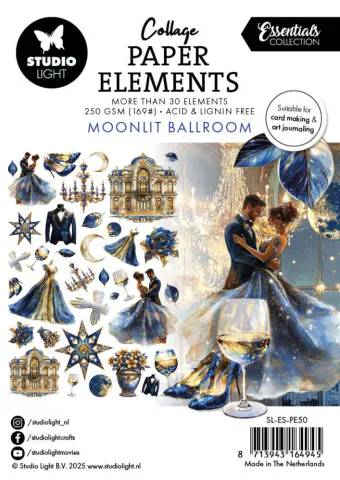 Hovedbilde Studio Light - PE50 - Collage Paper Elements - Moonlit Ballroom - 35 pcs