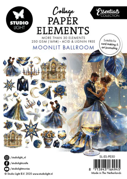 Studio Light - PE50 - Collage Paper Elements - Moonlit Ballroom - 35 pcs