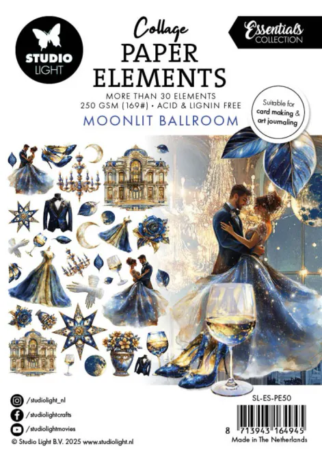 Hovedbilde Studio Light - PE50 - Collage Paper Elements - Moonlit Ballroom - 35 pcs