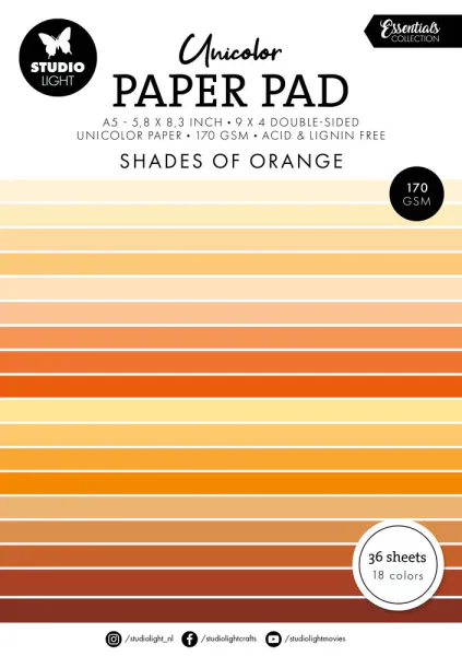 Studio Light - PP232 - Unicolor Paper Pad A5 - Shades of Orange