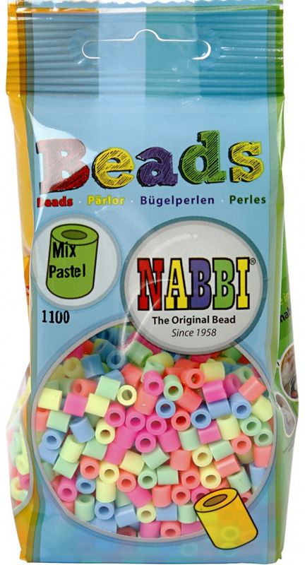 Perler Midi - Nabbi Beads - Pastell farger - 1100stk