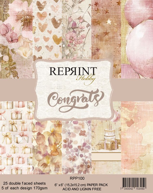 Reprint - 6x6 - RPP100 - Congrats - Paper Pack