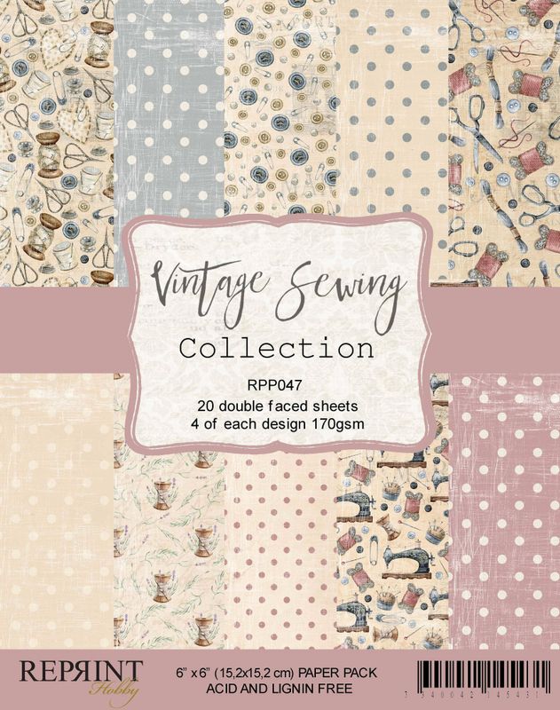 Reprint - 6x6 - RPP047 - Vintage Sewing Collection pack