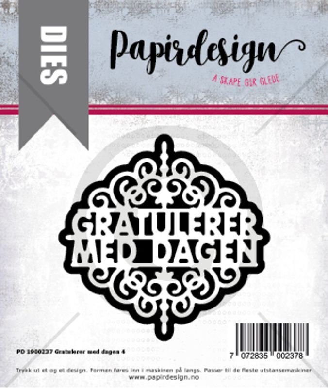 Papirdesign Dies PD1900237 - Gratulerer med dagen 4 