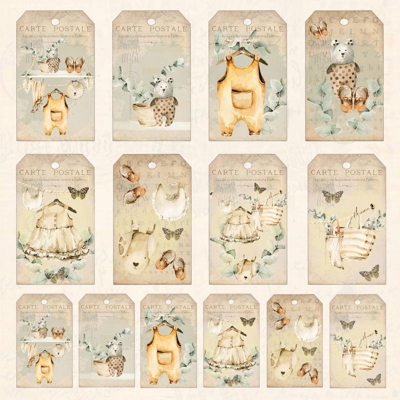 Reprint - 12x12 - RP0453 - Baby´s First Clothes - Tags