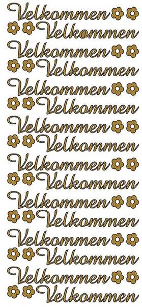 Klistremerker - 0295 - Outline stickers - Velkommen - Gull