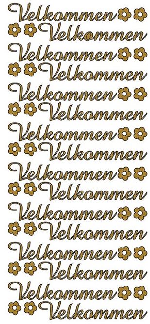 Hovedbilde Klistremerker - 0295 - Outline stickers - Velkommen - Gull