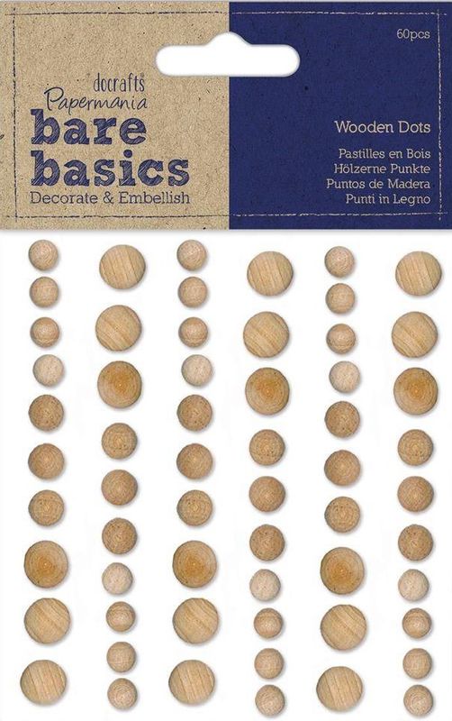 Papermania - Bare basics - Wooden Dots Light - 60 stk