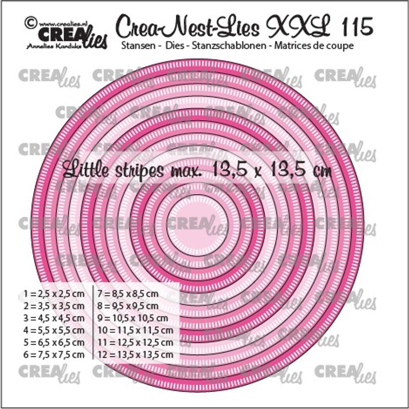 Crealies - Crea-Nest-Lies XXL 115 - Circles with little stripes