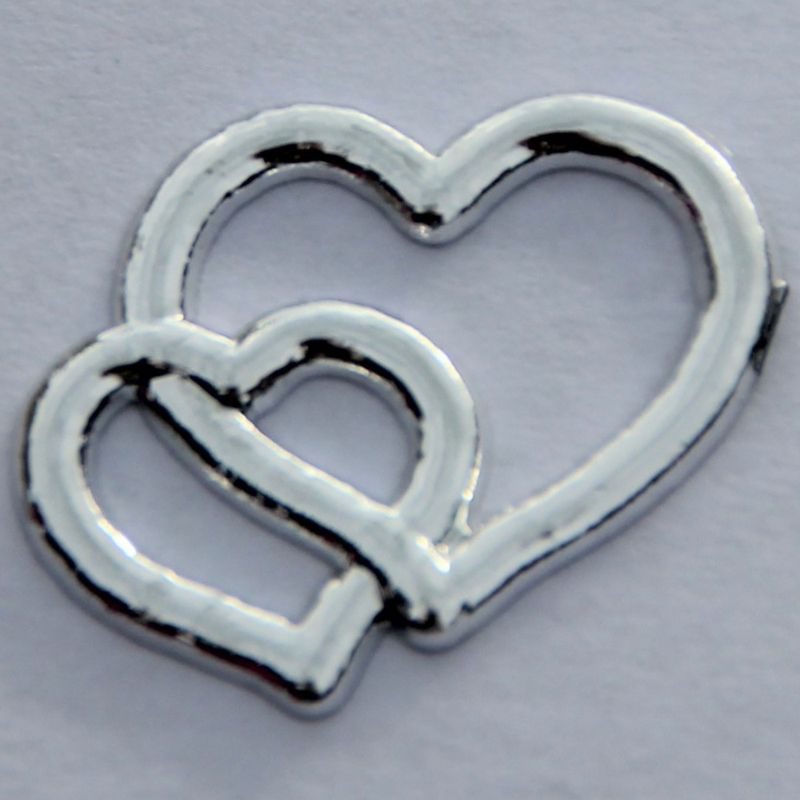 Dobbelthjerte - 19x15 mm - Sølv - 10 stk