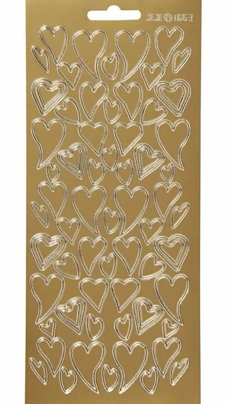 Creotime - Outline stickers - 170104 - Skjeve hjerter - Gull