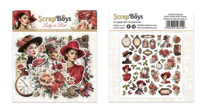 ScrapBoys - Lady in Red - LARE-12 - Paper Die Cut Elements 51stk