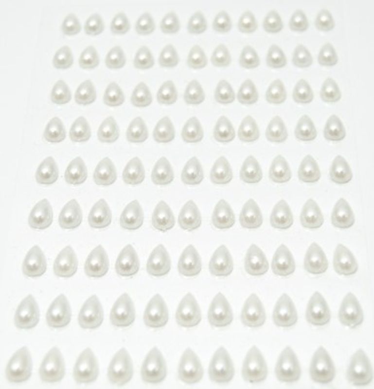 Kort & Godt - Stickers - ST-119 - Perle dråpe - 6x10mm - Hvit