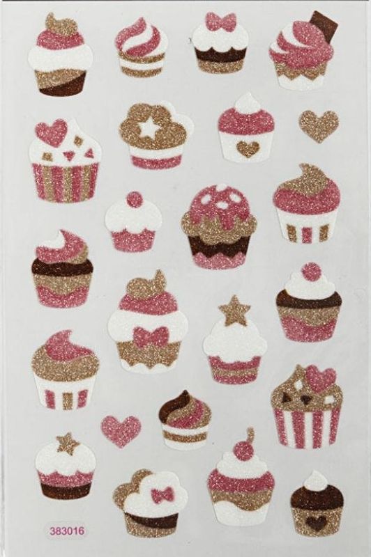 Creotime - Stickers - 280019 - Glitter - Muffins