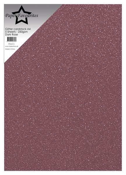 Paper Favourites - A4 - Glitter Cardstock - 213 - Dark Rose - 5pk