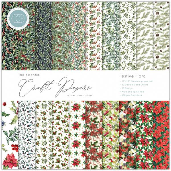 Craft Consortium - 12x12 Essential Paper Pad - Festive Flora