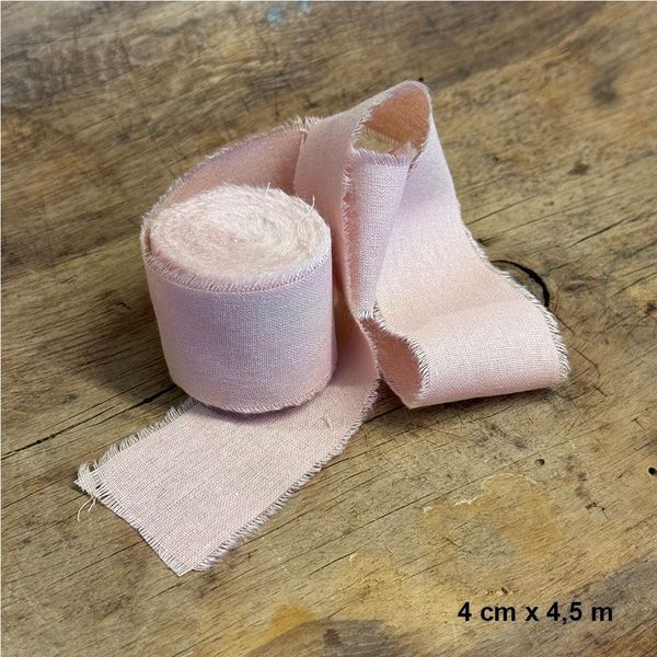 Papirdesign - Bomullsbånd - B: 4 cm x L: 4,5 m - 08 Støvet rosa
