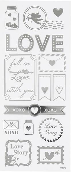 Creotime - Stickers - 29142 - Silver - Love