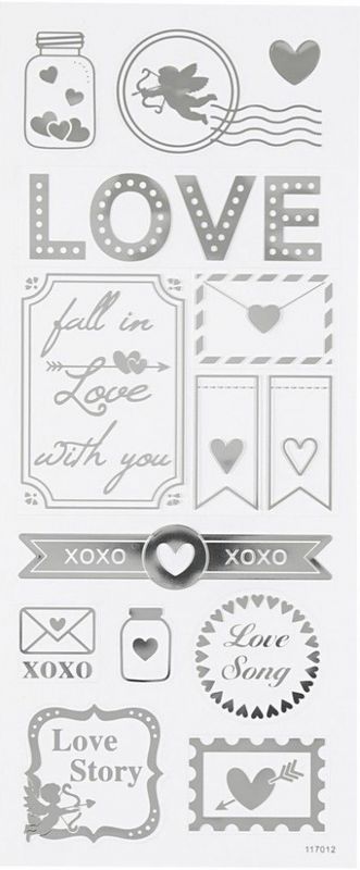 Creotime - Stickers - 29142 - Silver - Love