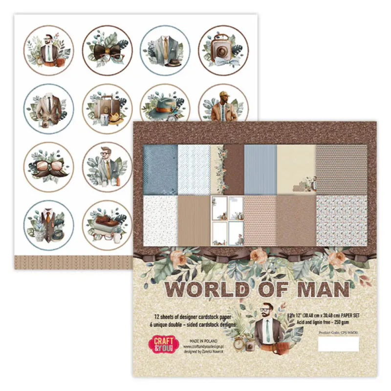 Craft & You - WM30 - World of Man - 12x12 Paper Pack
