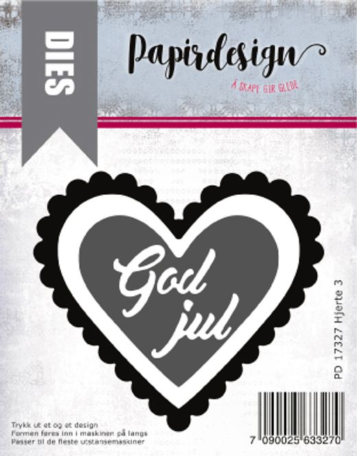 Hovedbilde Papirdesign Dies PD17327 - Hjerte 3 (God Jul)