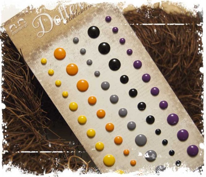 Hovedbilde Papirdesign - PD866 - Dotter - Orange, gul, grå, sort og lilla - 55 stk