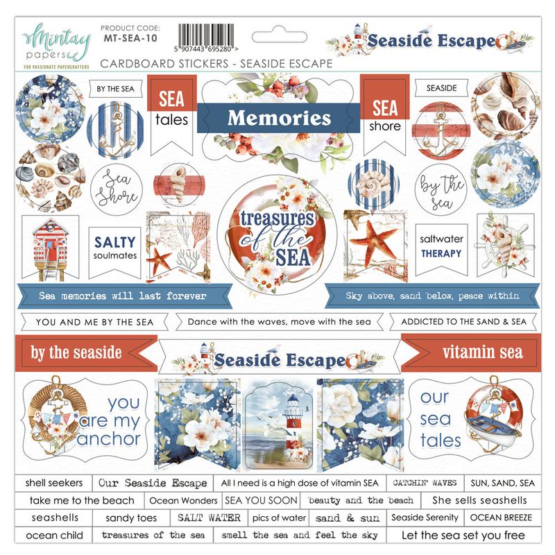 Mintay - SEA - 12x12 - Seaside Escape - Cardboard Stickers