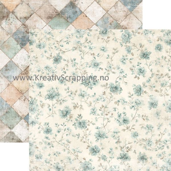 Reprint - 12x12 - RP0761 - The Pottery - Faded Blue Blossom