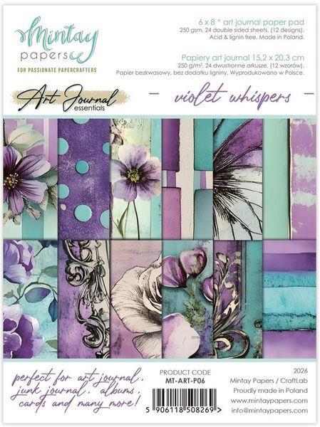 Mintay - 6x8 paper pad - Art journal - P06 - Violet Whispers