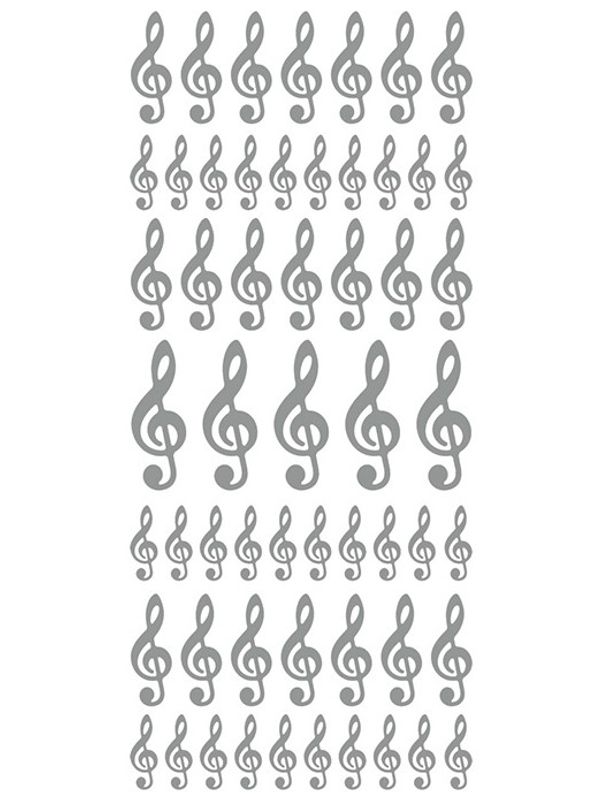 Klistremerker - 0329 - Outline stickers - G-nøkkel - Sølv