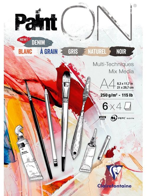 Hovedbilde Clairefontaine - PaintON Mix Media paper 250g - Mix No6 A4 -24pk