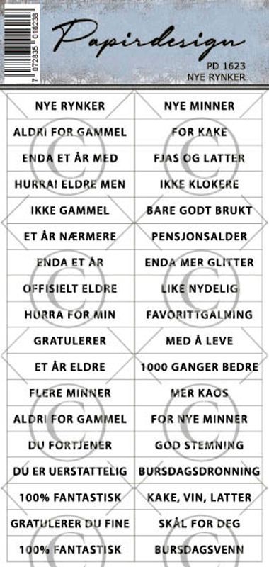 Papirdesign - Klistremerker - 1623 -  Nye rynker