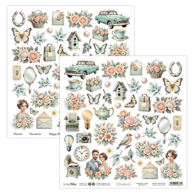 Hovedbilde ScrapBoys - Elizabeth - 12x12 - ELIZ-07 - Die Cut sheet