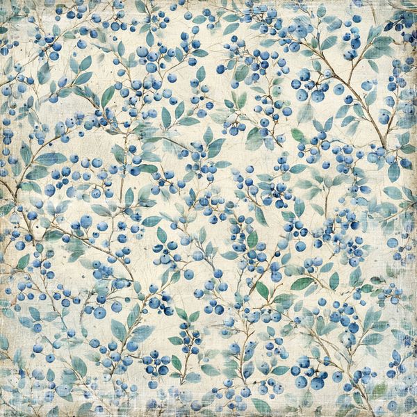 Reprint - 12x12 - RP0753 - Summer Garden - Blue flowers (blueberries)