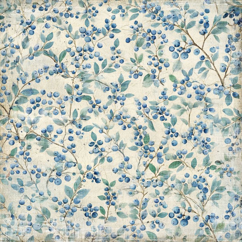 Reprint - 12x12 - RP0753 - Summer Garden - Blue flowers (blueberries)