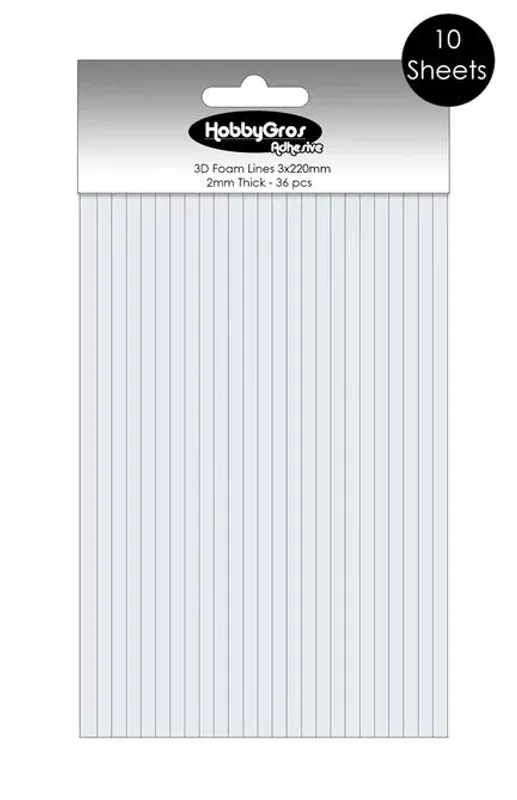HobbyGros - 3D Foam - Lines - 3mm x 22cm - h: 2 mm