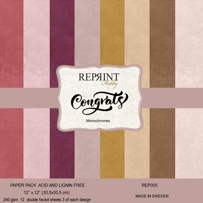 Reprint - 12x12 - REP005 - Congrats Monochromes - Paper Pack