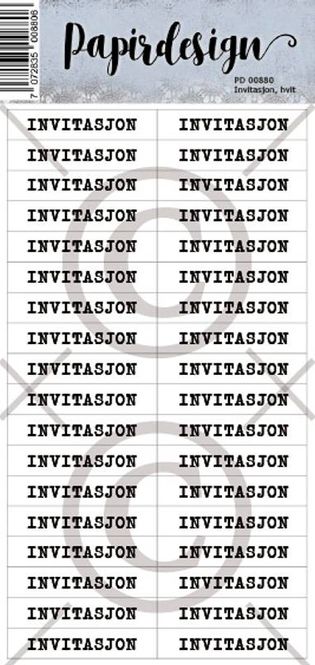 Hovedbilde Papirdesign - Klistremerker - 00880 - Invitasjon, hvit