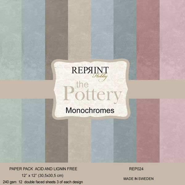 Reprint - 12x12 - REP024 - The Pottery Monochromes - Paper Pack