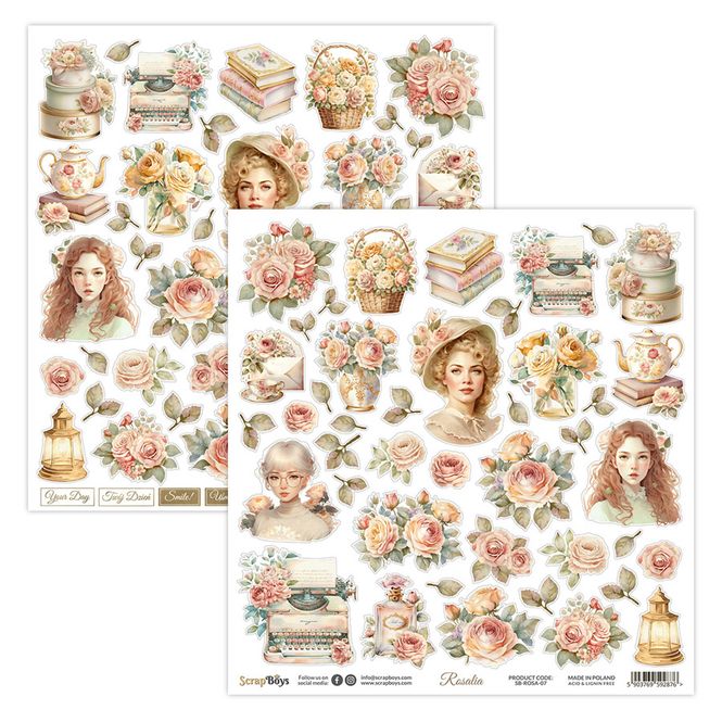 Hovedbilde ScrapBoys - Rosalia - 12x12 - ROSA-07 - Die Cut Sheet