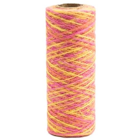 Hovedbilde Kort & Godt - HA204 - Hamp - 0,8 mm - Rosa & gul mix - 80m