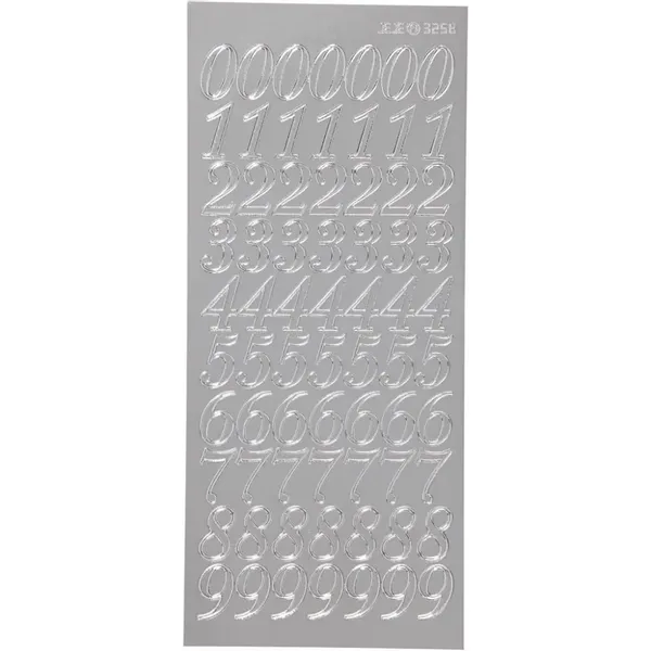 Creotime - Outline stickers - 170223 - Tall 0-9 - Sølv
