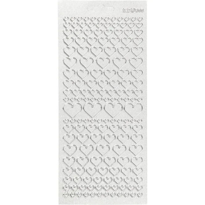 Hovedbilde Creotime - Outline stickers - 170046 - Hjerter - Sølv Glitter