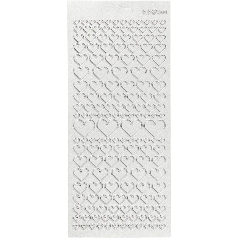 Creotime - Outline stickers - 170046 - Hjerter - Sølv Glitter