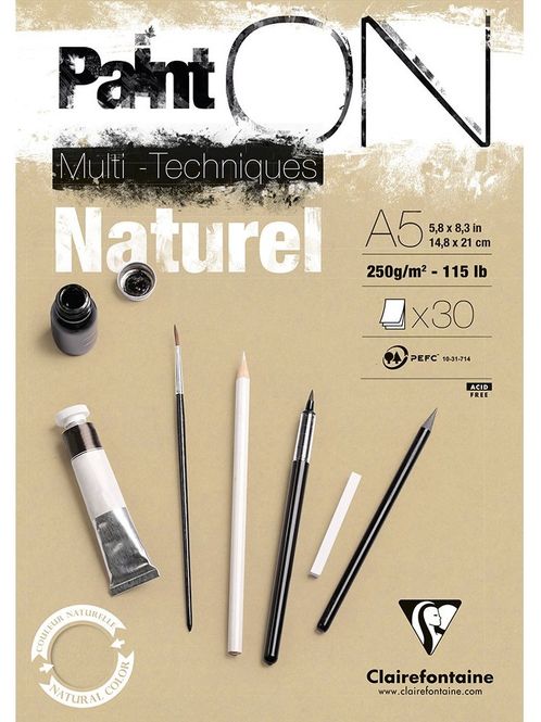 Hovedbilde Clairefontaine - PaintON Mix Media paper 250g - Naturel A5 30pk