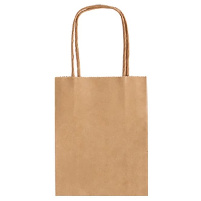 Hovedbilde Papirpose med hank - 12 x 5,5 cm - H: 15 cm - Kraft / Naturfarget - 1 stk