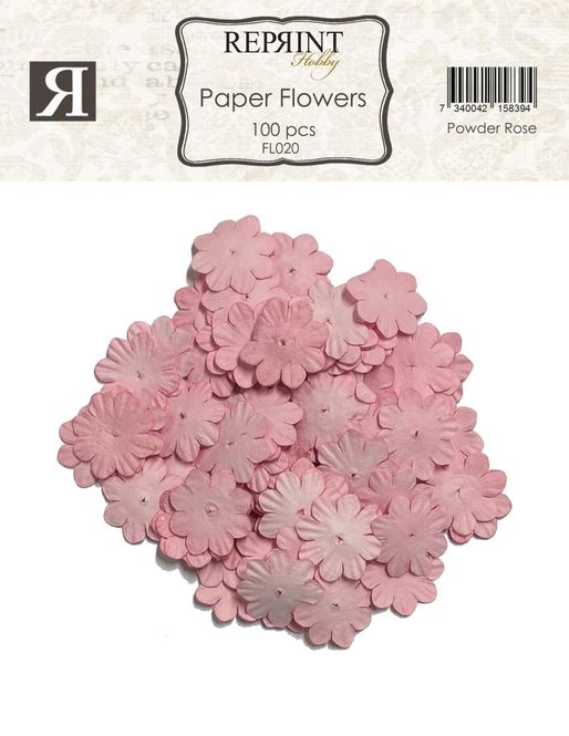 Hovedbilde Reprint - FL020 - Mini Paper Flowers - 20mm - Powder Rose - 100stk