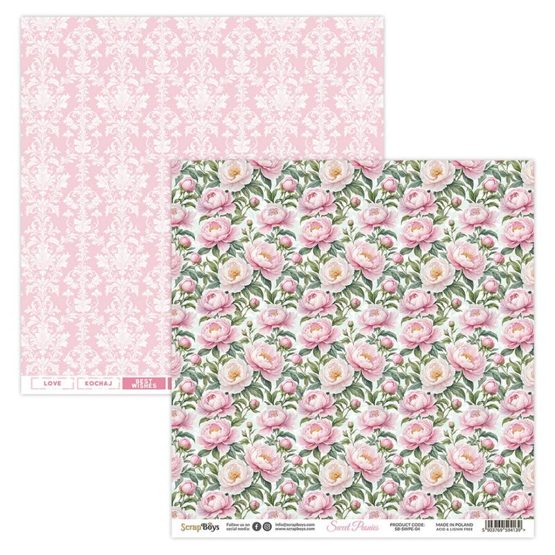ScrapBoys - Sweet Peonies - 12x12 - Paper Pack