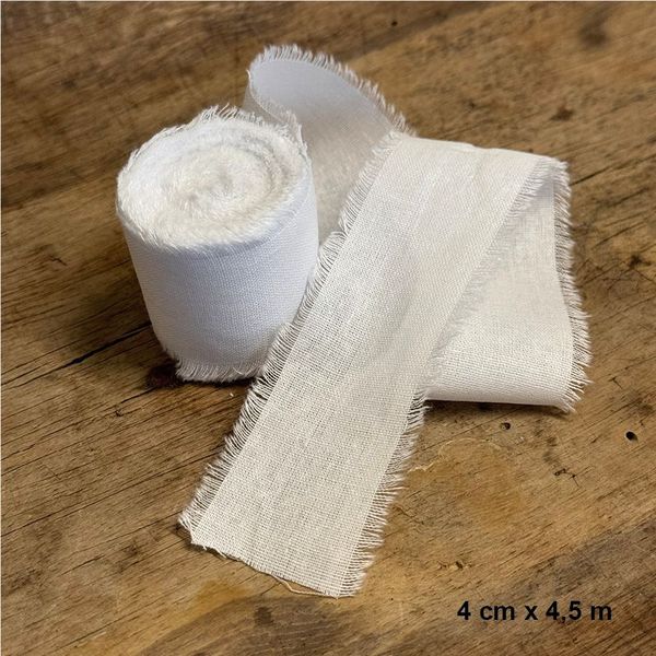 Papirdesign - PD 1505 - Bomullsbånd - Rull - 4 cm x  4,5 m - Hvit