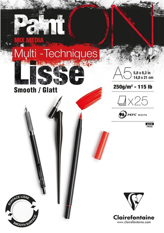 Clairefontaine - PaintON Mix Media paper 250g - Smooth - A5 25pk